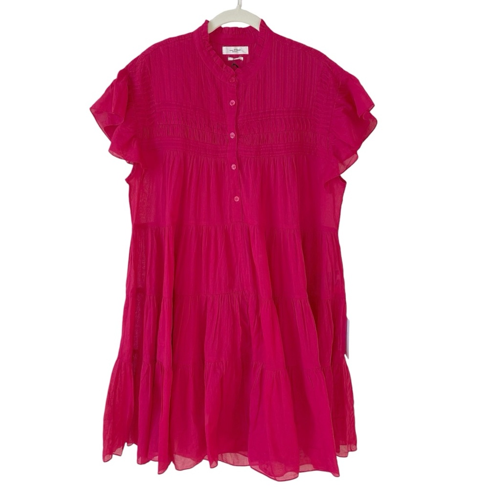 Isabel Marant Etoile Lanikaye Tiered Cotton Dress Raspberry Size 42 / US 10